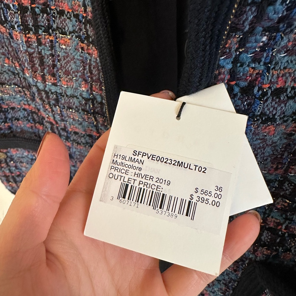[Brand New] Sandro Tweed Blazer size 36 - Picture 4 of 7
